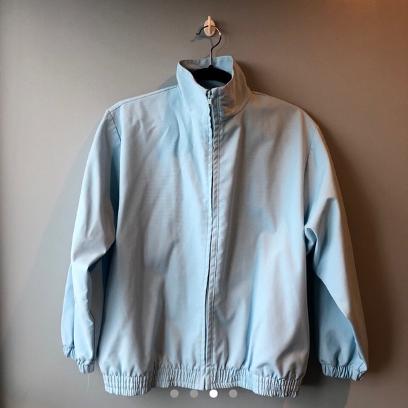 Retro Baby Blue Bomber Jacket - Picture 3 of 4